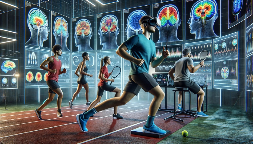 Athletes engaging in brain training exercises